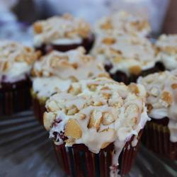 Student Alex Martindale creates unique sweets like whiskey red velvet cupcakes with a cookie crumble. 