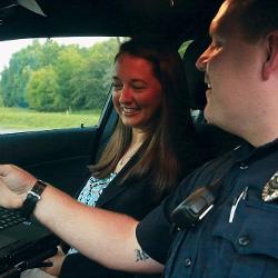 Third-year law student Chelsea Stewart did her ride-along with Officer Shawn Ludwig of the West Columbia Police Department.