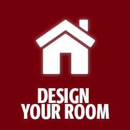 Graphic with white house and text that says Design Your Room"