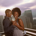 African american couple on rooftop