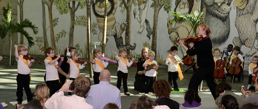Suzuki String players at the library