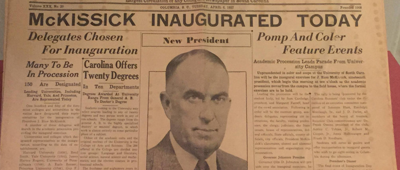 Newspaper from McKissick's inauguration day