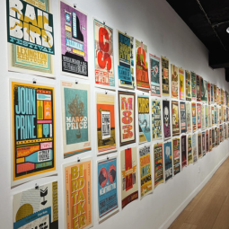 Brad Vetter's posters on display in McMaster Gallery.