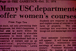 Historical article: Many USC departments offer women's courses