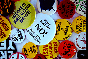 photo of buttons from protests