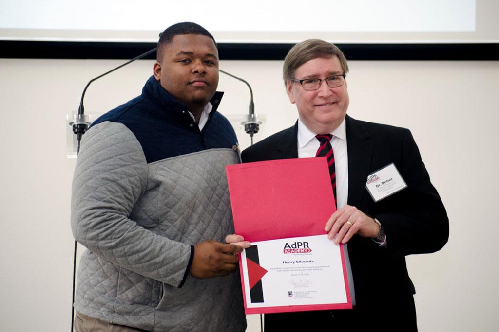 Henry Edwards, PR major from USC, won the MVP Award at the 2018 AdPR Academy.
