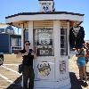 Heather standing at the unofficial end of Route 66, Santa Monica Pier in California.