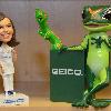 Two of the many icons Drewniany's been given by advertising alumni: Flo is from Jeff Charney (chief marketing officer at Progressive Insurance) and the GEICO-Gecko is from Justin Bajan (senior copywriter at The Martin Agency who works on the GEICO account.)