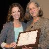 Mary Cate Duffy receives the Outstanding Public Relations Senior Award from Lisa Sisk, senior instructor.