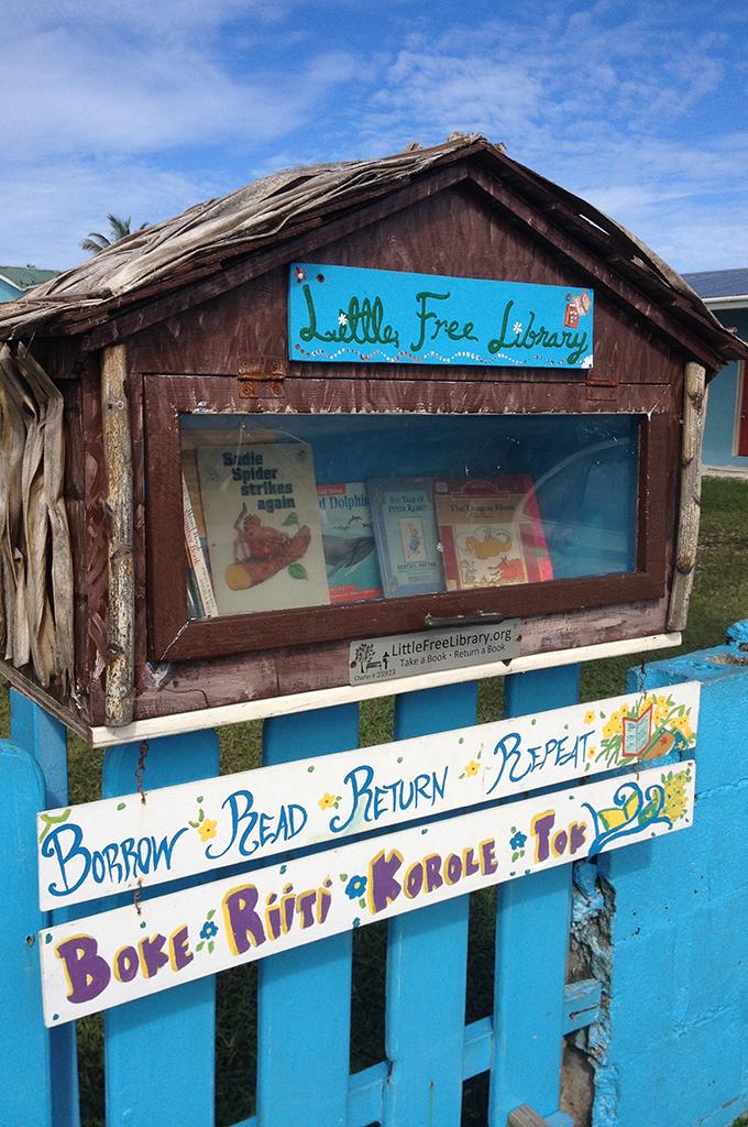 Taylor Atkinson manages both the library at Majuro Cooperative School and the Little Free Library, a community project that encourages reading in the Marshall Islands' capital city.