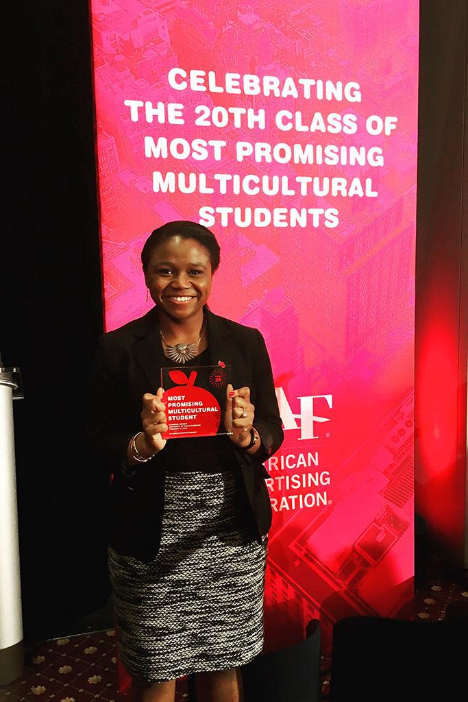 Cameron Kirksey, a public relations senior at the University of South Carolina, is named one of the 50 Most Promising Multicultural Students in the nation at a ceremony in New York.