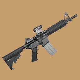 AR-15 Assault Rifle on a brown background