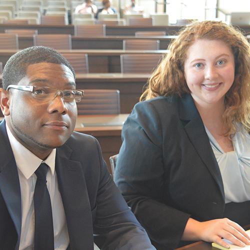 Second-year law student Kyle Watson and third-year law student Creasie Parrott won the ninth annual Judge J. Lyles Glenn Jr. and Terrell L. Glenn Sr. Mock Trial Competition.