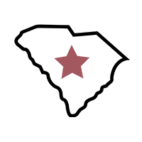 State outline of South Carolina with star