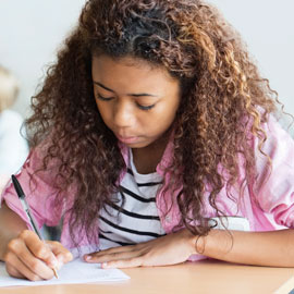 girl student taking a test