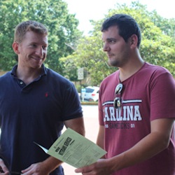 Andrew Mohs (right), serves as UofSC's president of the Student Veterans Association.