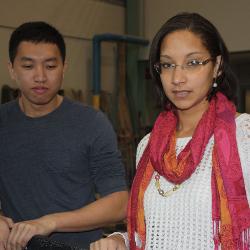 Narong Phal and Courtney Wheeler worked on the University of South Carolina Concrete Canoe team, making a boat that is light enough to float and sturdy enough to hold four people.
