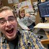 Ben Spells takes a selfie with a friend in the WUSC radio station sound booth.