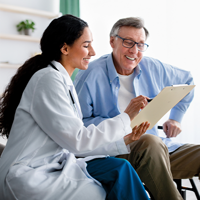 Doctor and patient discussing test results