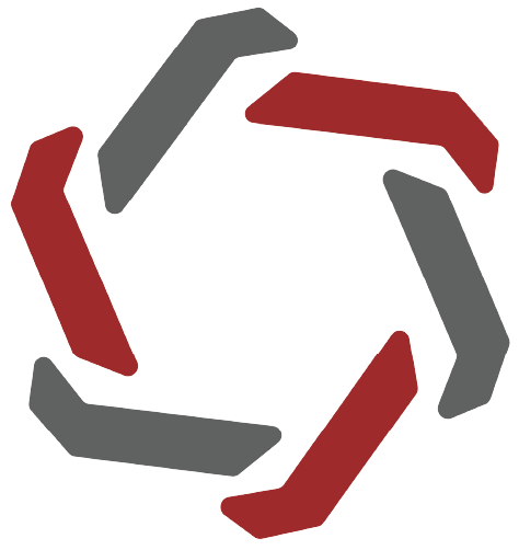 Carolina Autism and Neurodevelopment Research Center logo which is a circular symbol composed of six alternating red and grey angled segments that are arranged as if a connected ring.