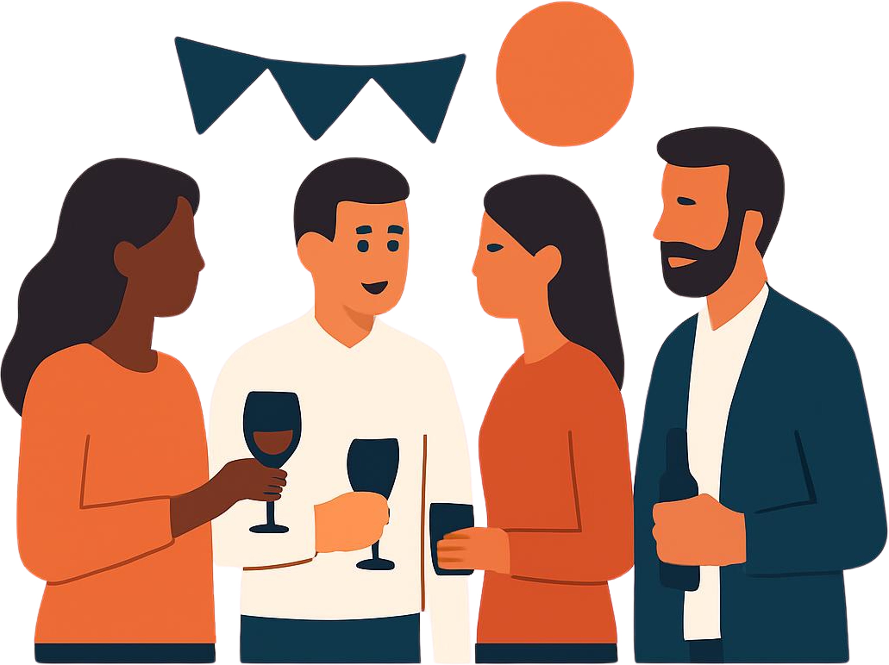 graphic of people standing togeter enjoying social time