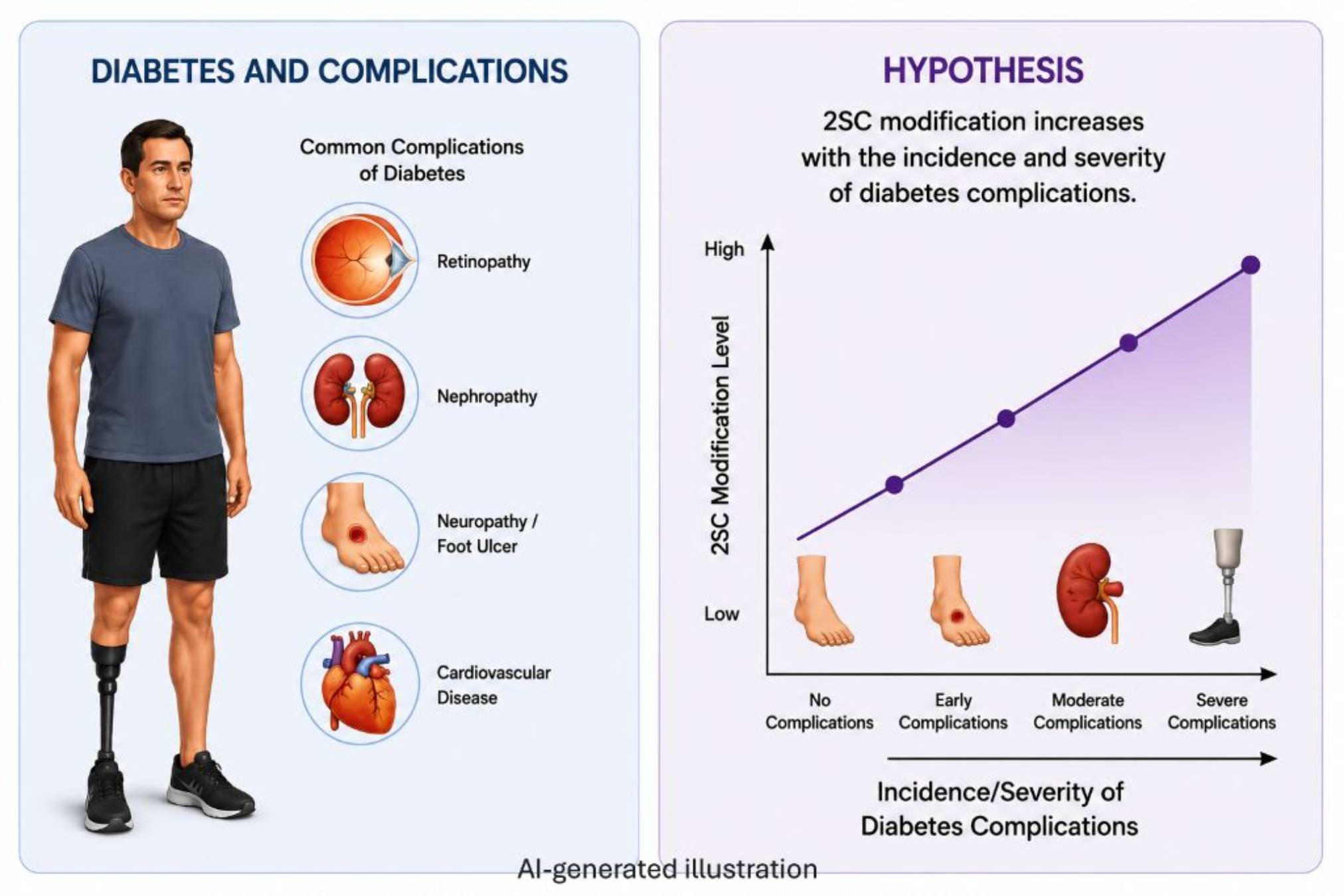 Illustration listing diabetes complications and project hypothesis