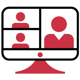 Graphic of computer screen with three pink silhouettes