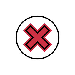 Red X placed in a black circle