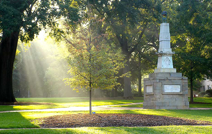View of Maxcy Monument on the Historic Horseshoe.