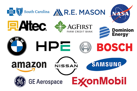 image shows various intern employers such as Altec, BlueCross BlueShield, Bosch, NASA, Nissan, etc.