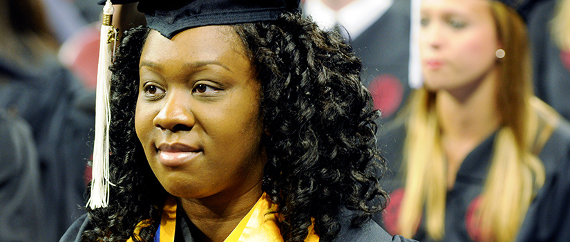 girl in graduation attire