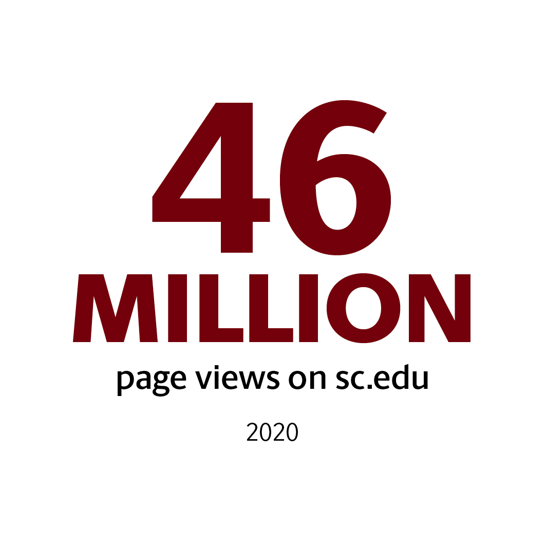 Infographic: 46 million page views on sc.edu, 2020
