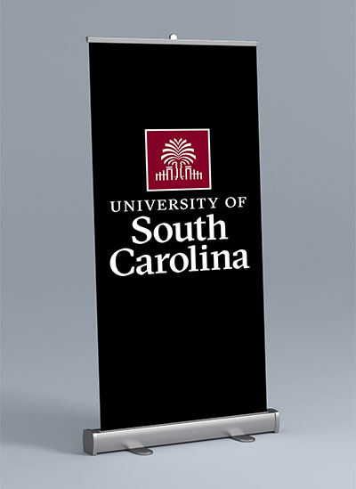 Pop up banner with the University of South Carolina logo on a black background.