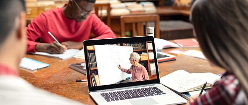 Compouter Screen Professor Teaching Online Course