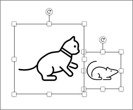 Screenshot of two selected icons: a cat and a mouse.