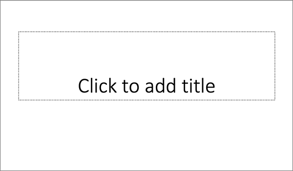 Screenshot of a PowerPoint slide with the placeholder text, 'Click to add title'.