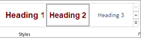 Screenshot of heading 2 selected within Word Styles options in Windows version.