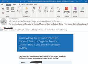 copy of email message