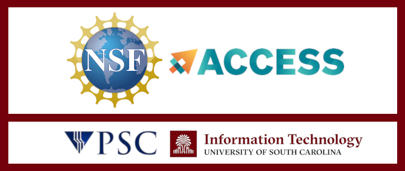 The logos for the USC Division of Information Technology, Pittsburgh Supercomputing Center, NSF, and NSF ACCESS