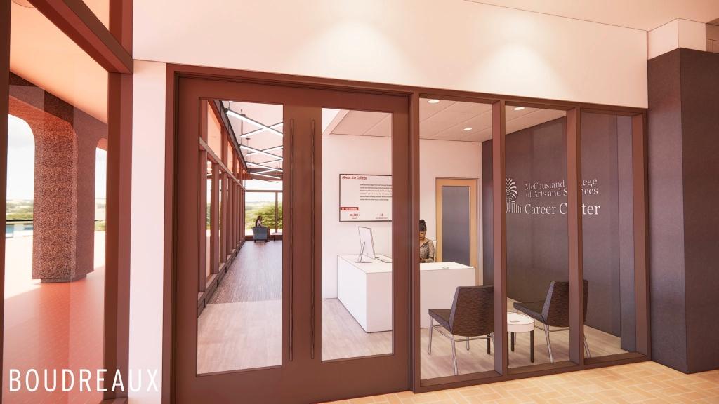 Rendering of the inside of the Humanities Classroom Building renovations.