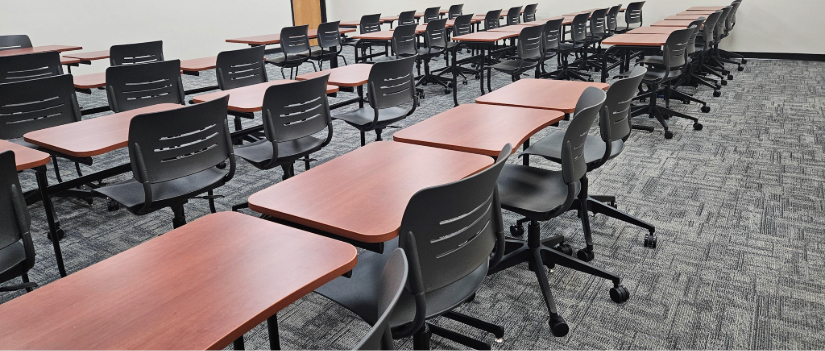 View of the inside of a Swearingen Engineering classroom.