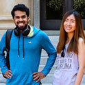Two international students smiling
