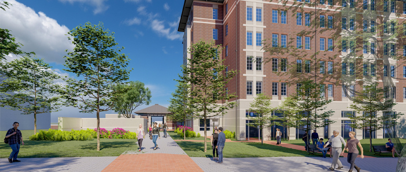 Campus Village building one in construction phase August 2022