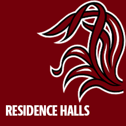 Residence Hall Graphics with Gamecock Tailfeathers on the side