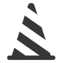 Black and white traffic cone icon with stripes 