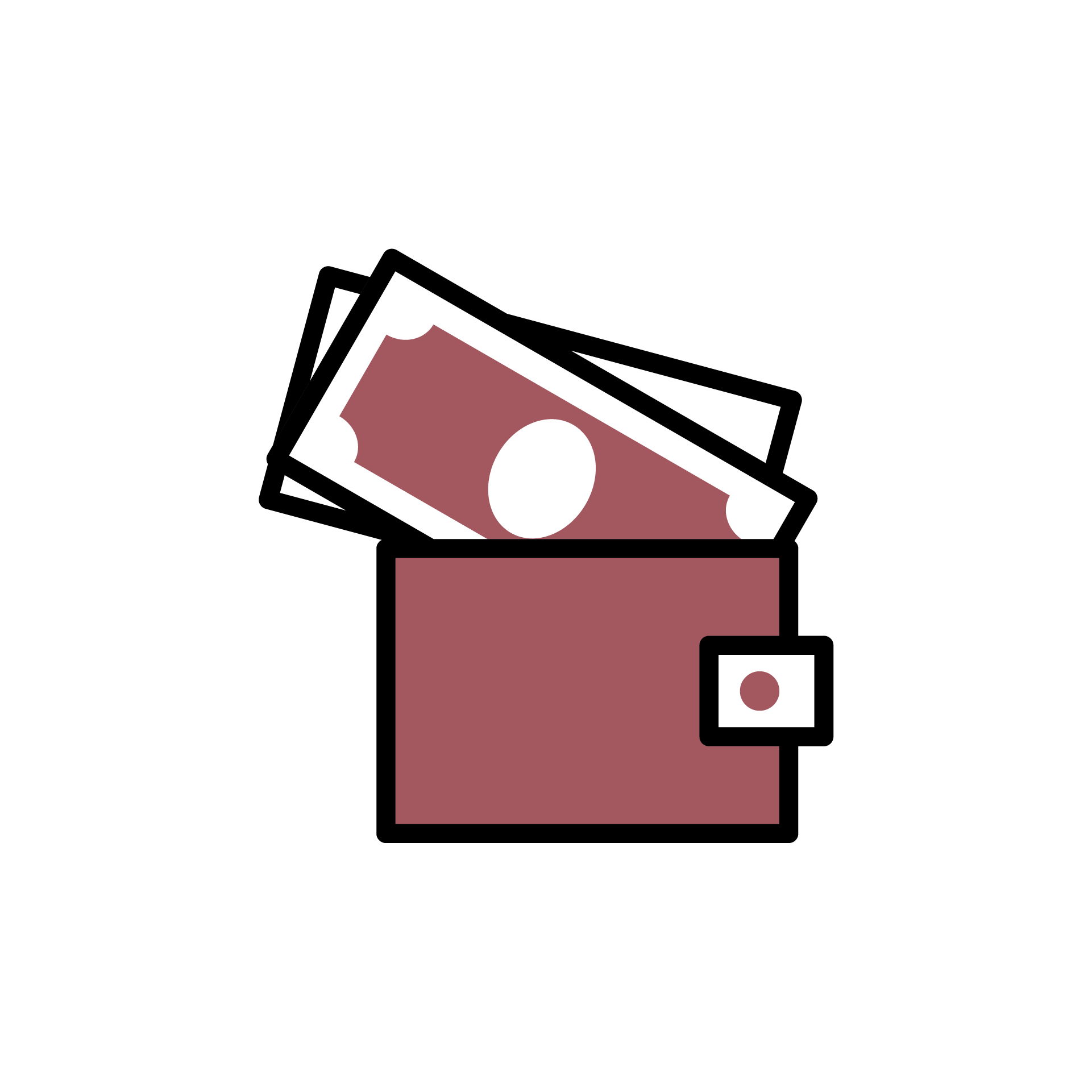 wallet and cash money currency icon