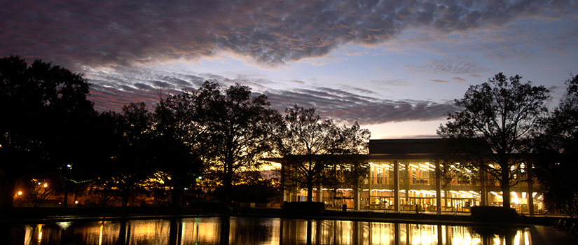 Photo of sunset on campus