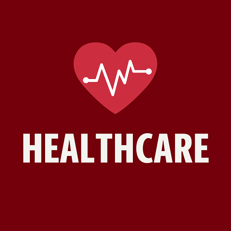 a picture of a heart with the text "health care" under