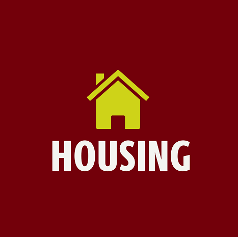 a picture of a house with the text "housing" under
