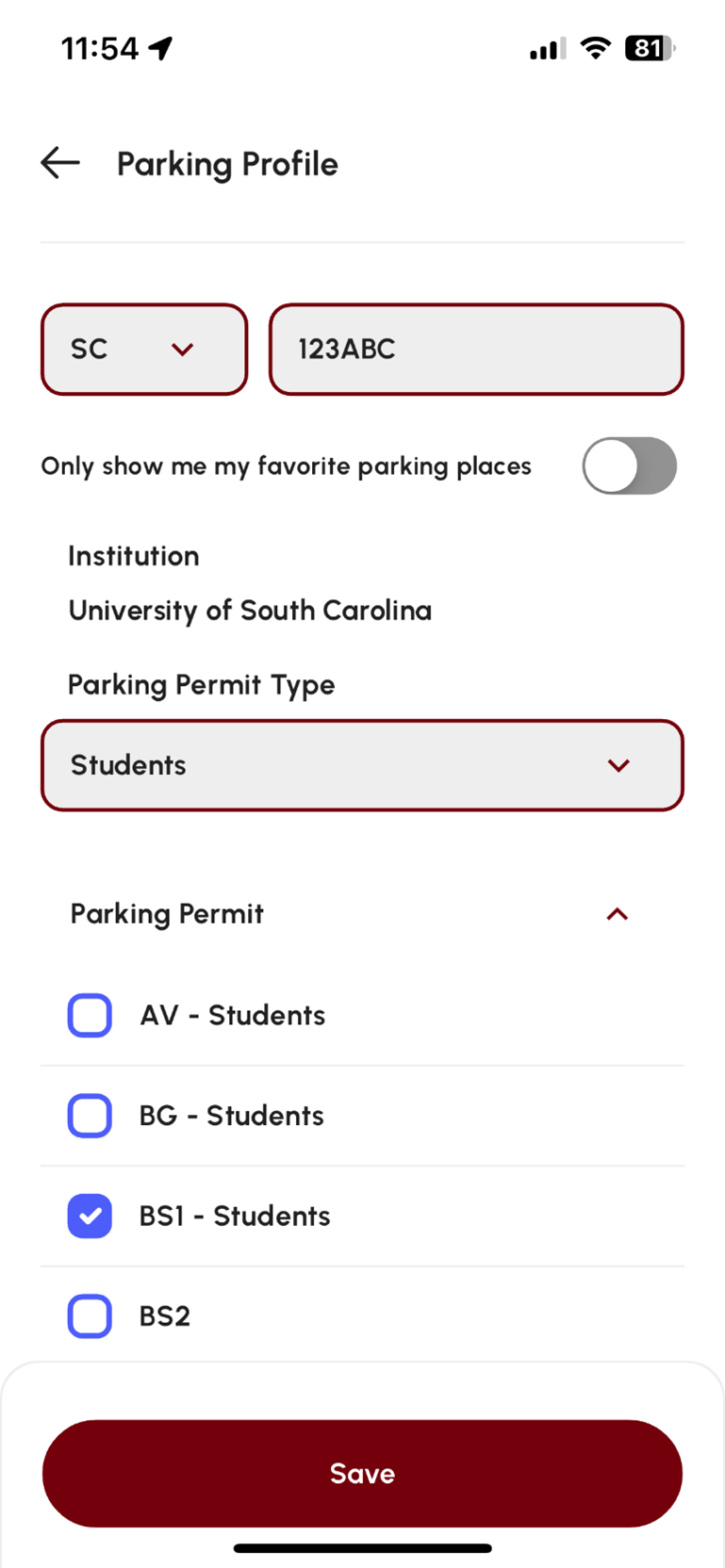 ParkUSC app screenshot
